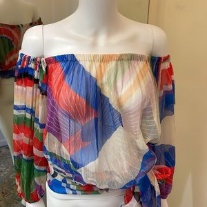 CHANEL chiffon multi color wrap top